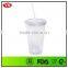 Customize 16 ounce plastic double-deck tumbler with straw