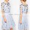 Elegant tulle fashion beaded light blue young girls casual dress
