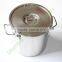 21Liter New Type Stainless Steel 304 Material Milk Barrel with Lid for Cow Milking Machine