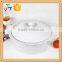 13" Round Super White Can Direct Fired Porcelain Casserole Pan With Lid