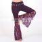 Wholesale women's lace fishtail dance pants with coin lace bell