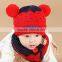 High Quality Fashion Korean Golden Crown Applique Knitted Kids Baby Hat Scarf Set