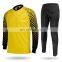 OEM rib long sleeve custom foam printing yellow dry fit lycra prolite fabric soccer jersey set