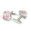 Luxury cufflinks white pink crystal for wedding