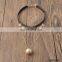 Big gold pearl disc pendant necklace black leather choker necklace sets