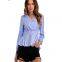 Long Sleeve Wrap High Waist Tunic Women  Blouse