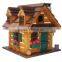 Custom painted colorful hanging wood birdhouses, garden bird house