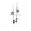 925S Long Drop Blue Crystal Rhinestone Tassel Earrings for Women