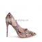 New arrival brown snake print color design ladies high heels pumps sandals shoes women dress shoe