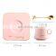 The Latest Design Round, Handle Gold Rim Ceramic Latte Coffee Cup With Square Saucer/
