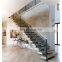 Best selling solid rubber wood steps and handrail steel railing staircase