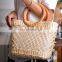 Handmade Bohemian Reticular Water Hyacinth Handle Bag For Mom Vintage