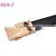 Men Genuine Leather Black Automatic Buckle Belt