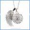 Wholesale Angel Wing White Rhinestone Pave Round Musical Sound Belly Bell Ball Pregnancy Necklace BAC-M034