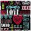 2015 Newest design with love pattern printed tablecloth with staright/wave/lace edge