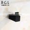 new modern square design zinc alloy black bathroom accessory set single robe hook