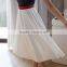 Women high waist white color pleated fashion casual summer skirt