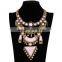 Fashion women pink arcylic gems gold plated alloy necklace jewelry