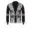 Men's new flower mesh knitted long sleeve cardigan