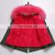 2016 Hot Sale Children Clothing Latest Korean Style Kids Coat with Raccoon Fur Hood and Rabbit Fur Lining