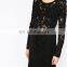 High Quality Long Sleeve Bodycon Black Mini Lace Dress 2016 One Piece Girls Party Dress