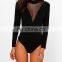 Mika72151 2017 Women Summer Sexy Petite Jasmine High Neck Mesh Bodysuit