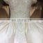 Embroidered lace sleeveless wedding dress bride Real sample heavy beaded cathedral train royal wedding dress 2016
