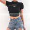 Hot Wholesale Women's Ladies Solid Skinny Crop Top T-shirt