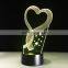 New Lovely Heart Shape Seven Color Changing 3D Illusion Led Night Light Lamp