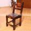 Custom made burned effect wooden chair,small wood stool