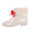 Red bow girls low heel waterproof ankle rain boots