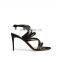 High heel sandal black snake shinning print buckle strap multiple cross strap open toe stylish heeled women shoes