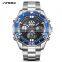 Sinobi 9730 Functional Dual Display Men Watches LED Alarm Water Resist Luxury Digital Stainless Steel Watch