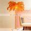 Hotel Decoration Designer Modern Palm Tree Stand Copper Ostrich Feather Floor LED Lamp