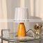 Nordic Desk Lamps Lamparas Luces Vintage Gilr Lamp Milkshake Glass Base Pleated Small Night Light Bedside Lamps