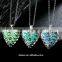 Silver hollow pendants with glow in the dark stone necklace heart shape necklace                        
                                                Quality Choice