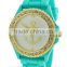 Vogue design gold anchor dial silicone watch, candy color 3D face jelly watch, girls boys hot fashion watch