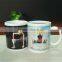 New design black printing cup color changing ceramic coffee mug magic mug