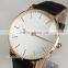 2016Top Brand Fashion Watch luxury style watch men genuine leather stianless steel quartz rose gold wristwatch