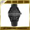 Black case date day function leather band military watch men quartz analog