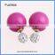 Wholesale Fashion Crystal Pave Beads & Imitation Pearl Double Round Ball Stud Earrings CTBE16-CP01