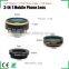 2016 innovative gadgets imported optical glass camera lens kit 198 fisheye 0.63x wide 10x macro lens mobile phone zoom lens