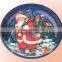 Lovely design decorative festival round anti slip tin tray for christmas customized metal tray wholesale