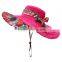 Nylon Floral Pattern Wide Brimmed Sun Hats Young Girls Hat