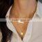 Women Simple Personality Stunning Golden Bar Circle Pendant Alloy Necklace