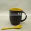 Creative Magic 11 oz Color Changing Matte Outer Black And Inner Color Ceramic Coffee Mug Eiyh Inserting Spoon
