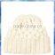 White Circles Cable Knit Fashion Hat Beanie With Ribbed Turn-up