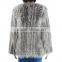 Women silver fox fur coat knitted fox fur coat KZ150081