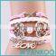 Fashion jewelry cheap braided handmade infinity leather bracelet designs