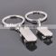Fashion Skateboard Charm Circle Ring Double Keychains Light Couple Keyrings For Lovers